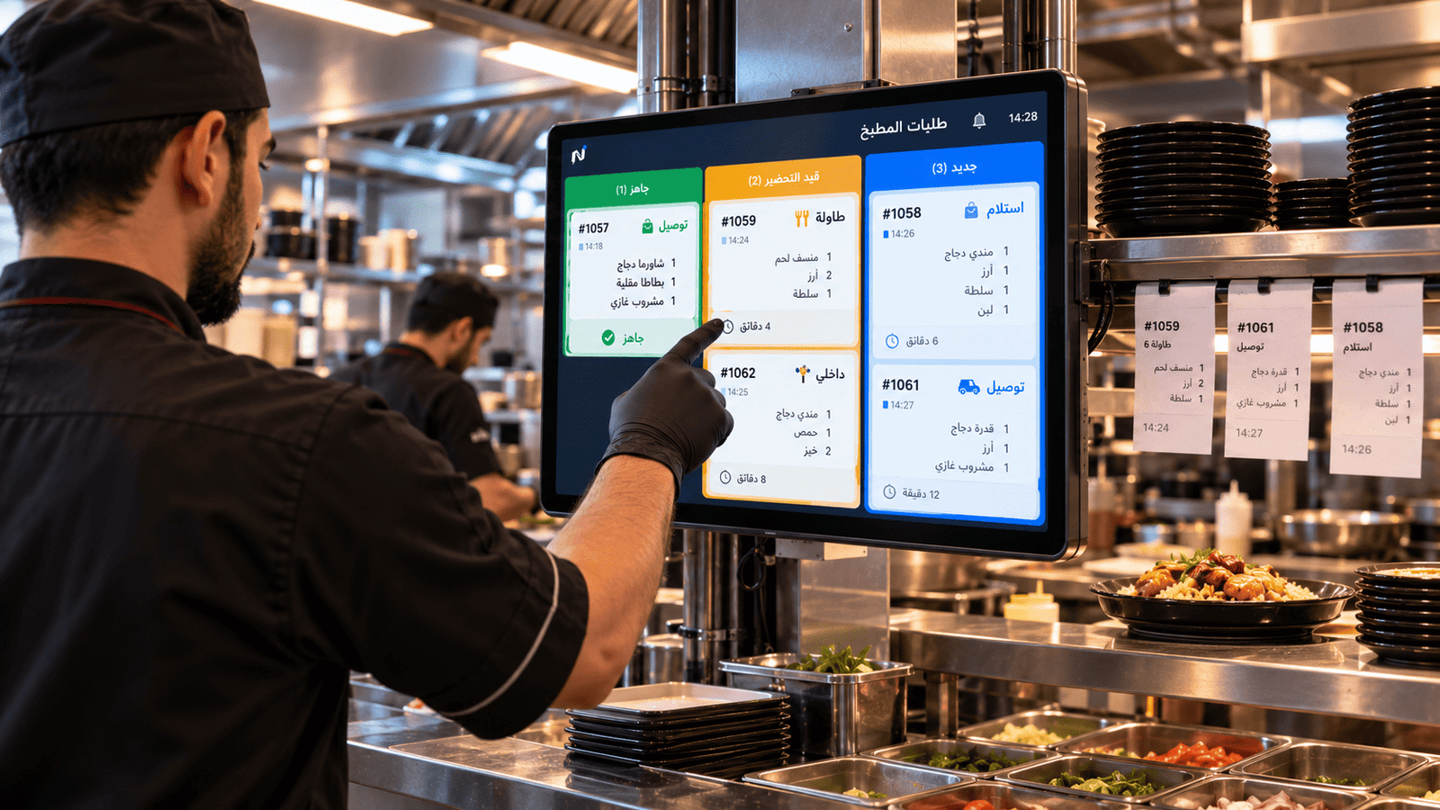 شاشة وعمليات المطبخ ونظام KDS والتحضير في Notify Restaurant