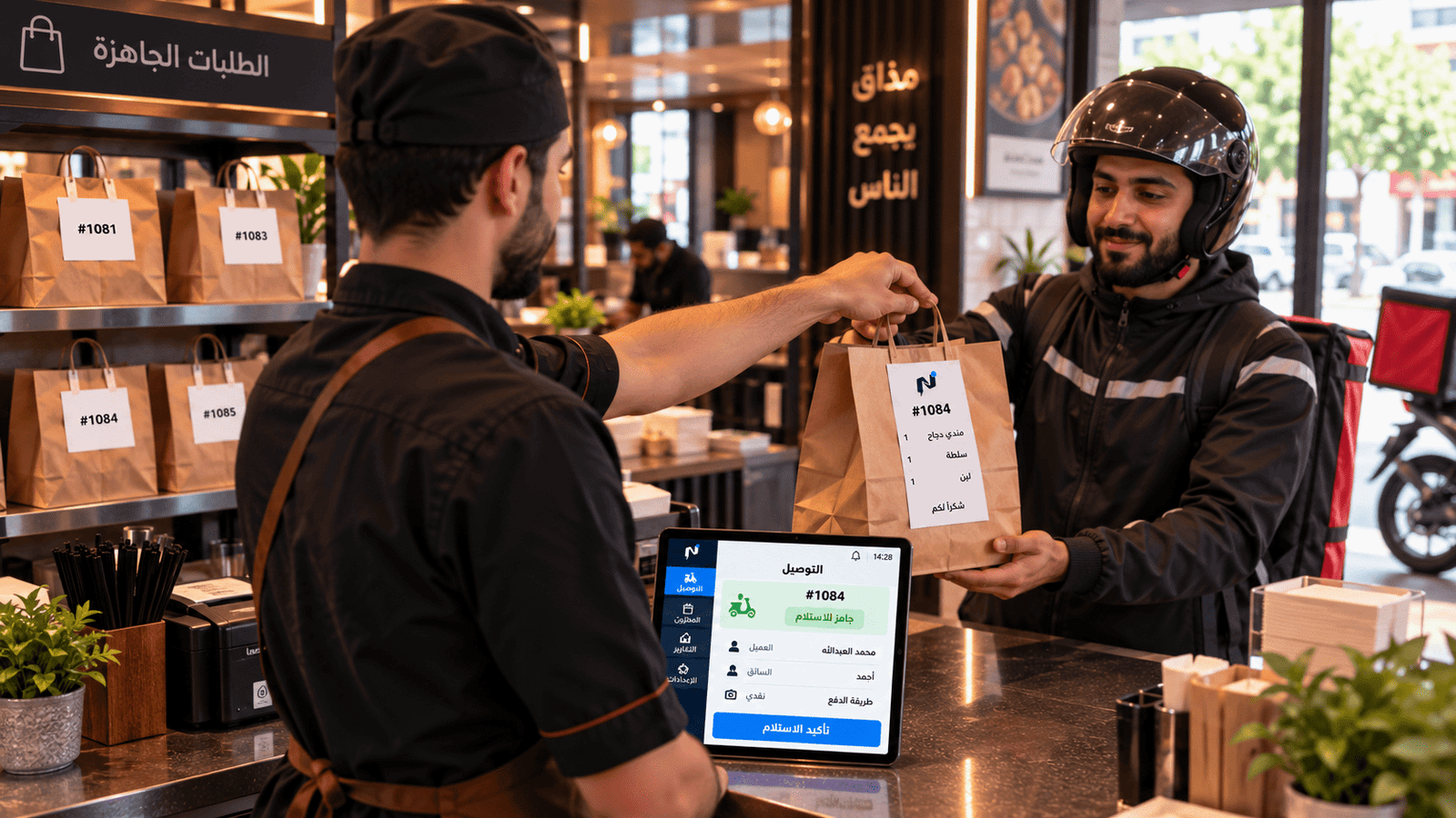 إدارة طلبات التوصيل وتسليم السائقين في نظام Notify Restaurant